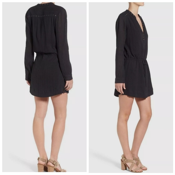 PAIGE Dresses & Skirts - Paige Reann Black Grommet Cotton Shirt Dress Small